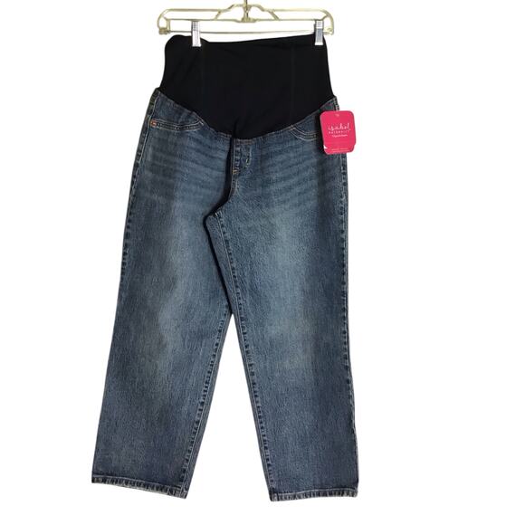 Isabel Maternity Jeans Sz. 10 NWT Blue Vintage Straight Crossover Panel - Picture 3 of 8